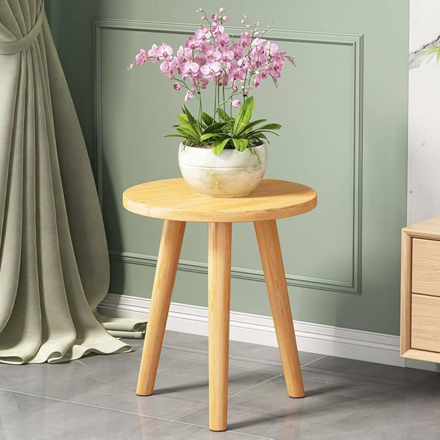 Amazon.co.jp: MJKQ9 花台 木製 木製花台 ラウンド飾り台 木の色