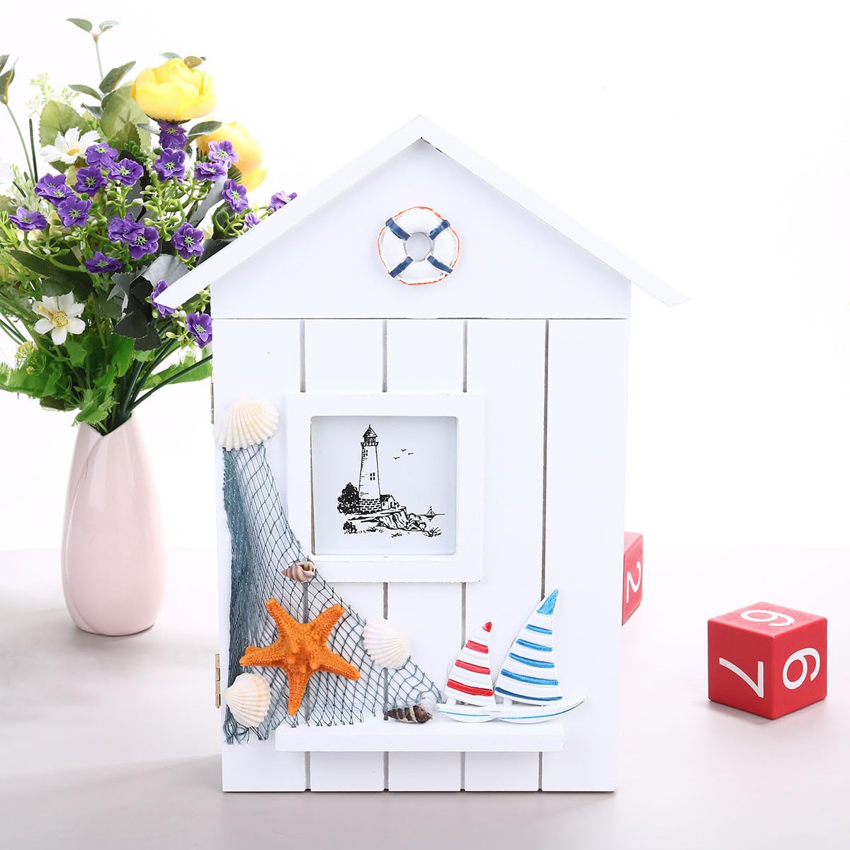 IMIKEYA Porta Costiero Forma a in Chiavi Sintetico Bianco Ganci Decorazione in per Corridoio e