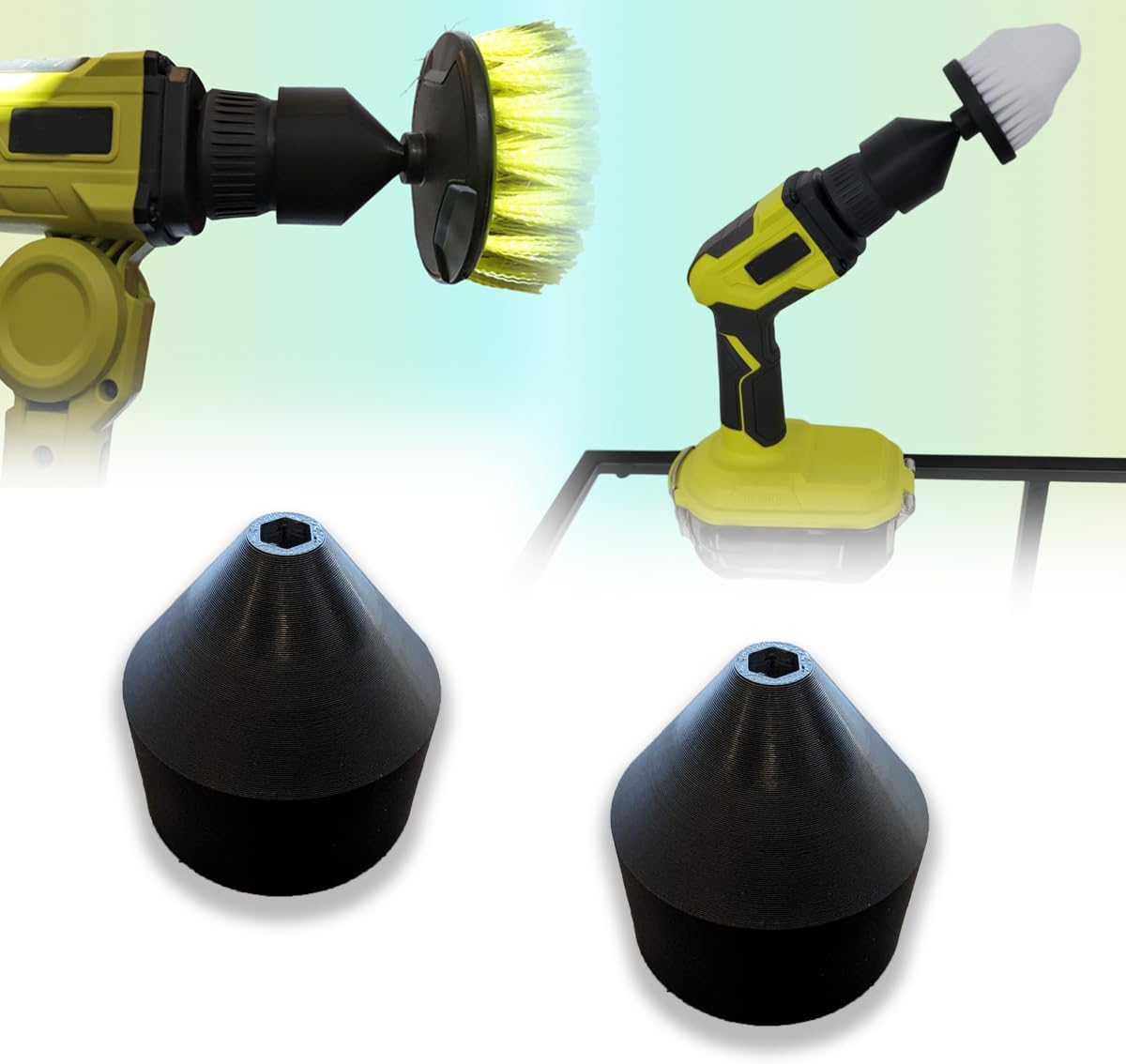 2 Pack Hex to Triangle Brush Adapter for Ryobi | Converts Hex Brushes to Triangle Drivers | Tool Compatibility Adapter