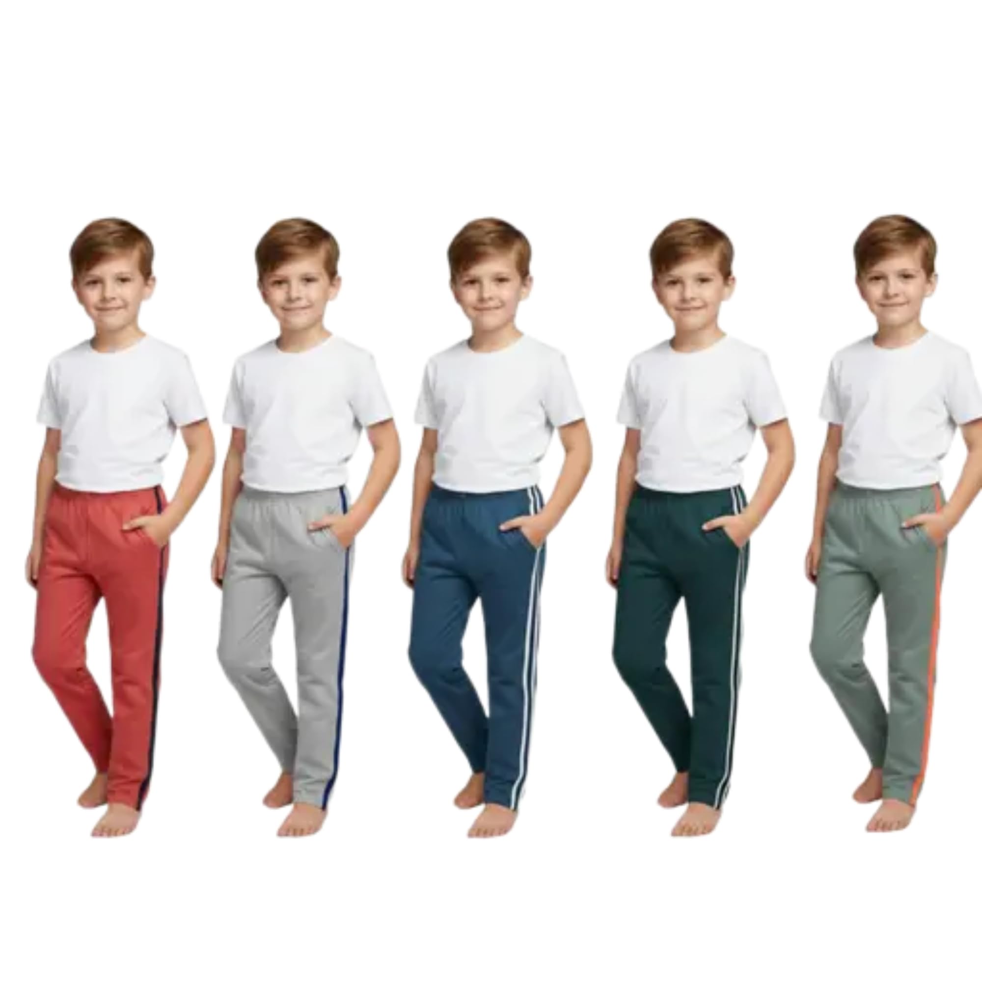 Unisex Kid's Polyester Solid Printed Elastic Waistband Combo Multicolor Track Pants Casual Fit_105-image-21