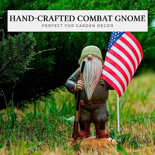 Redwix Military Garden Gnomes With Guns Outdoor 12.1", Us Army Gnomes Garden Decorations, 4Th Of July Gnomes, Patriotic Gnome With Solar Light #TOP7
