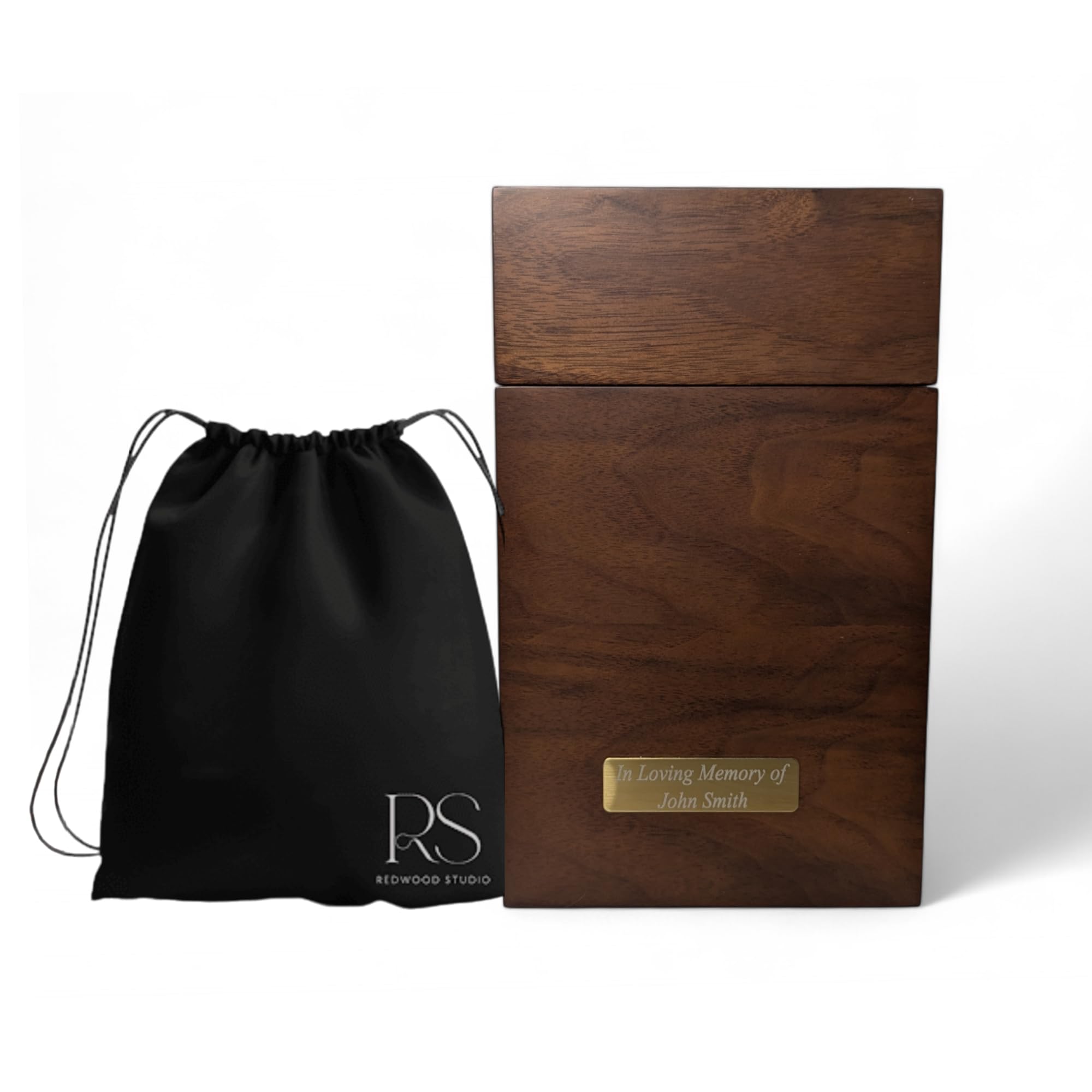 Wood Cremation Urn for Human Ashes | Large Urns Memorial Box for Adult Male | Handmade Funeral Keepsake Urn | Up to 220 lbs Cremains Capacity | Includes Bag and Engraving Plaques |