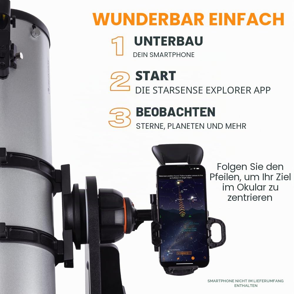 Celestron 22481 StarSense Explorer 130 mm Tisch-Dobson-Teleskop mit Smartphone-App-Unterstützung Funktioniert mit der StarSense-App - kompatibel mit iOS/Android