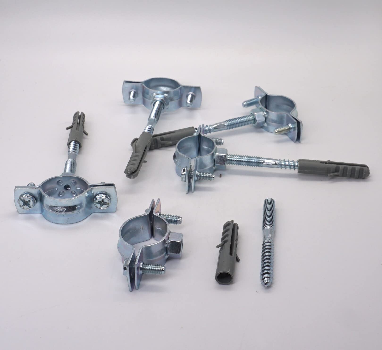 SKIR'CO Soportes De Tubería 20-25 Mm (4uds) + Broca – Fijación Robusta Para Pared Y Techo, Acero Galvanizado