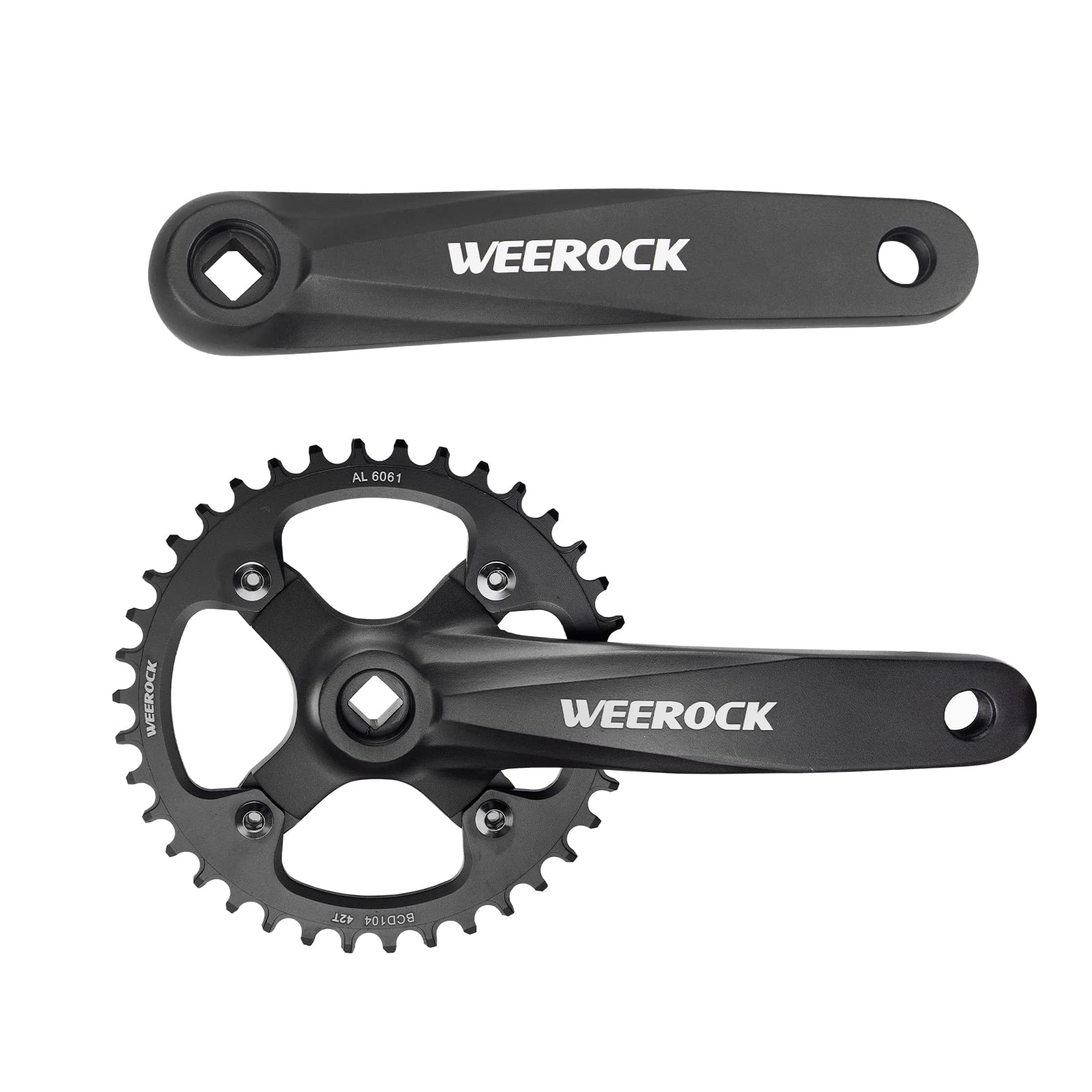 38T/ 42T Bike Crankset MTB Crankset Aluminium Alloy1 Single Chainring  with170mm Arm 104BCD for Single Speed Bicycle and 6/7/8/9/10/11 Speeds MTB  Bike