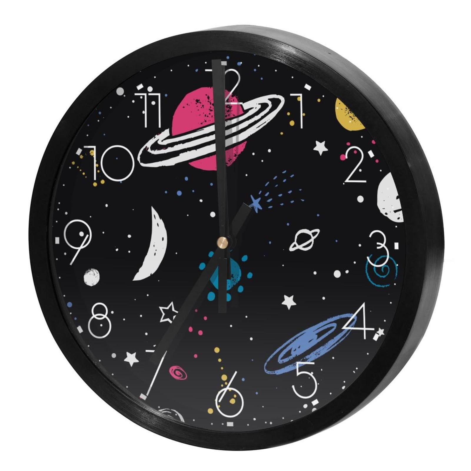 Horloge murale silencieuse lune et étoiles idéale contre les bruits nocturnes