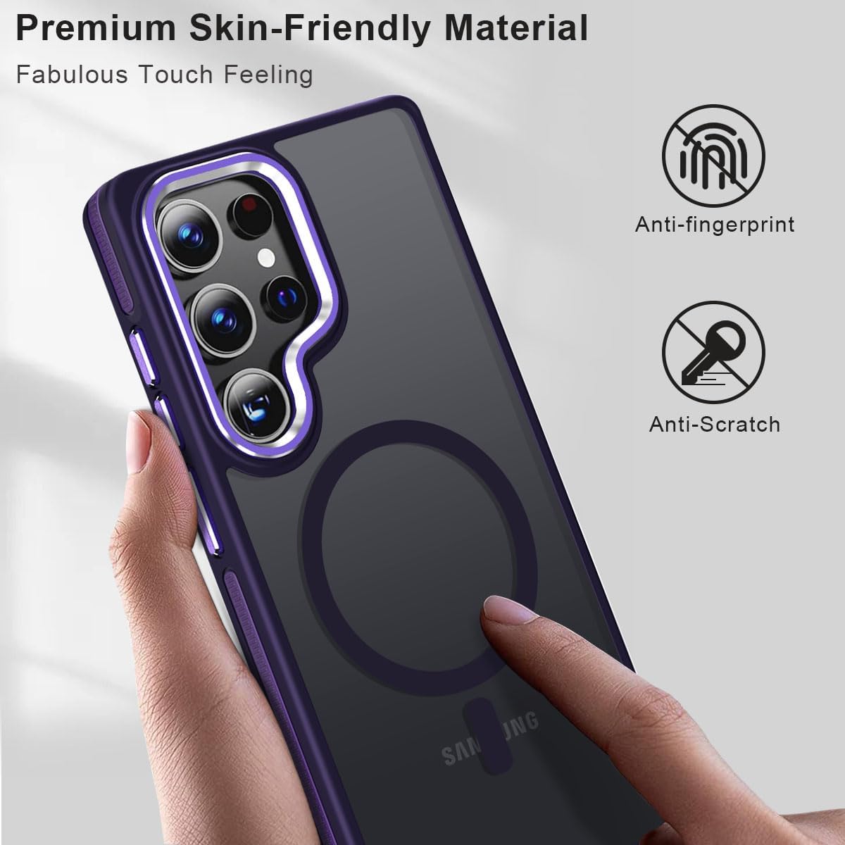 for Samsung Galaxy S25 Ultra Case Compatible with Magsafe, Shockproof S25 Ultra Phone Case, Slim Translucent Cover Magnetic Case for Galaxy S25 Ultra, Enhanced Grip Technology (Dark Purple) - Image 5