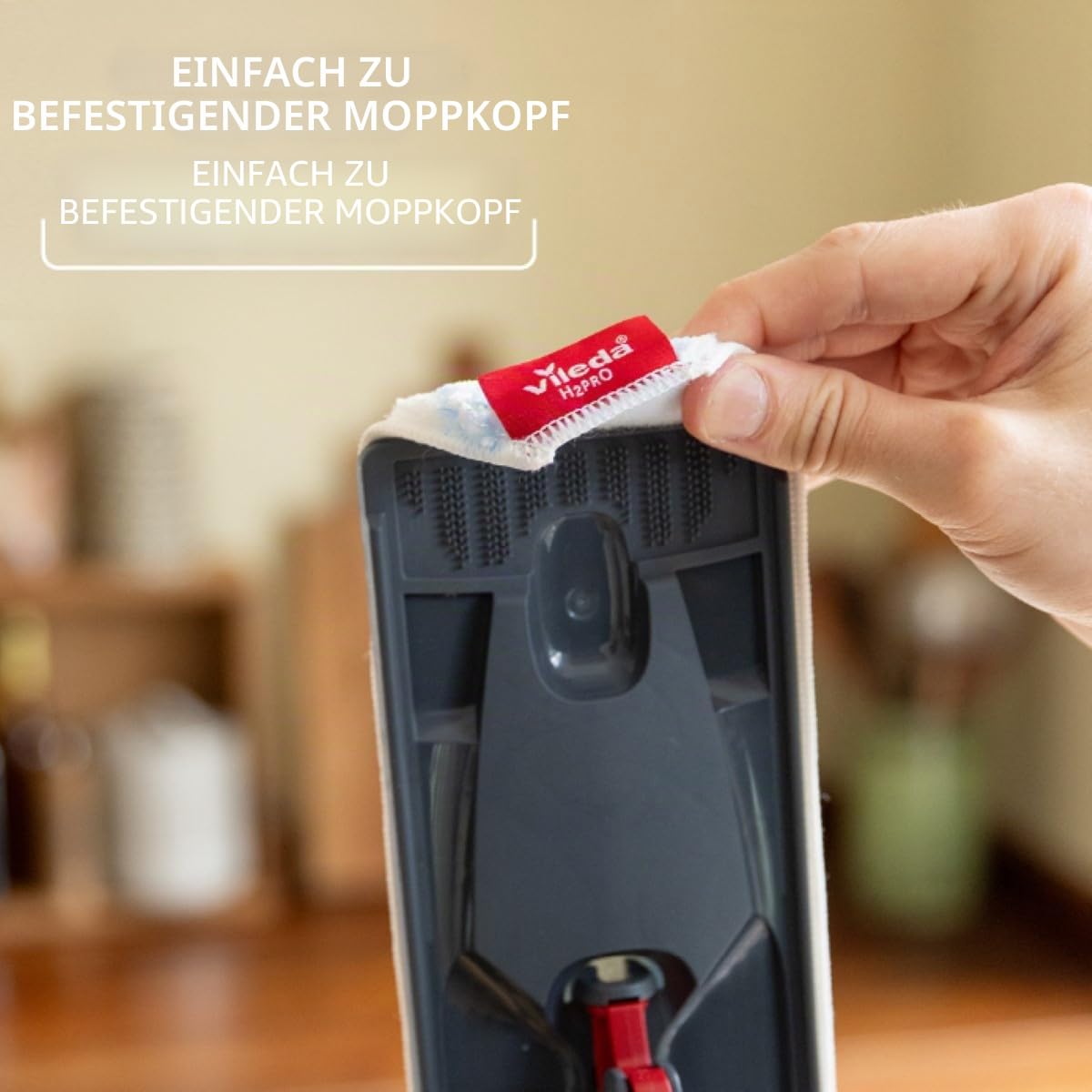 Vileda H2prO Flaches Wischmopp- und Eimer-Set, 100% sauberes und schmutziges Wasser, Wandmopp, Bodenleisten-Reinigungswerkzeug, maschinenwaschbar, wiederverwendbar, Mikrofaser-Wischkopf, sicher auf