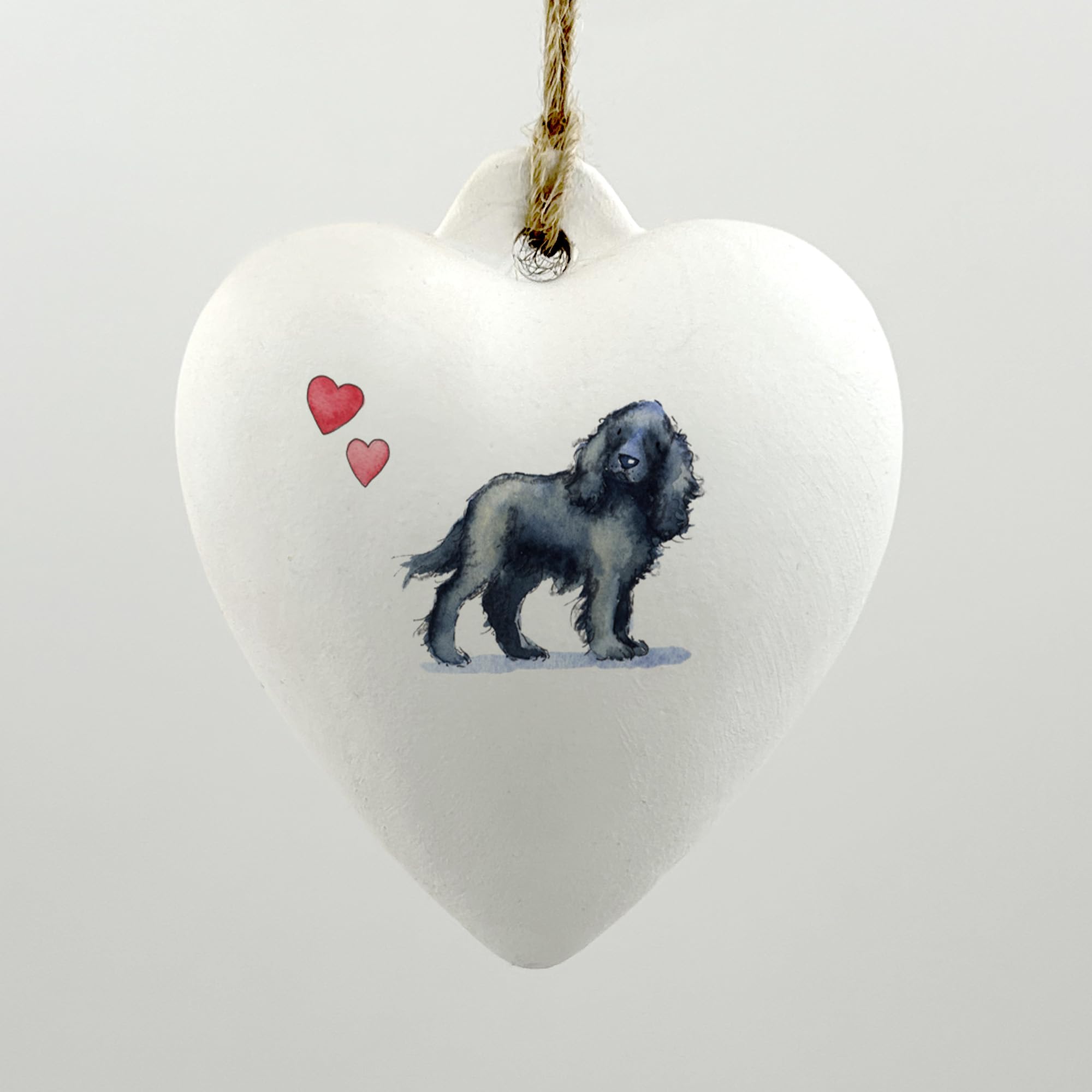 Image Industry Cocker Spaniel Black Ceramic Heart Bauble - Dog Lovers - Gift for the Home - Hanging Ornament