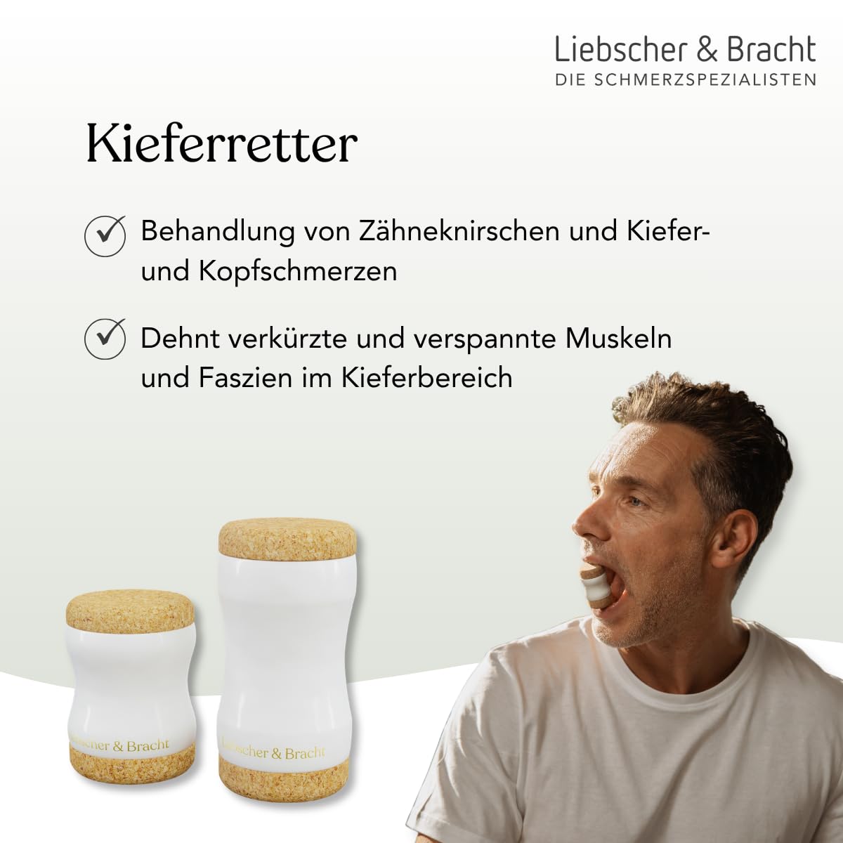 Liebscher & Bracht Original Kieferretter: Kiefer Dehner Trainer für Zähneknirschen, Kopf- & Kieferschmerzen, Kaumuskel und Jaw Line Anpassung, Made in Germany, Übungen in der App