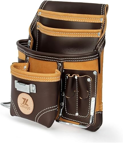 Miniatura 2 de Bolsa de herramientas de cuero resistente con 10 bolsillos