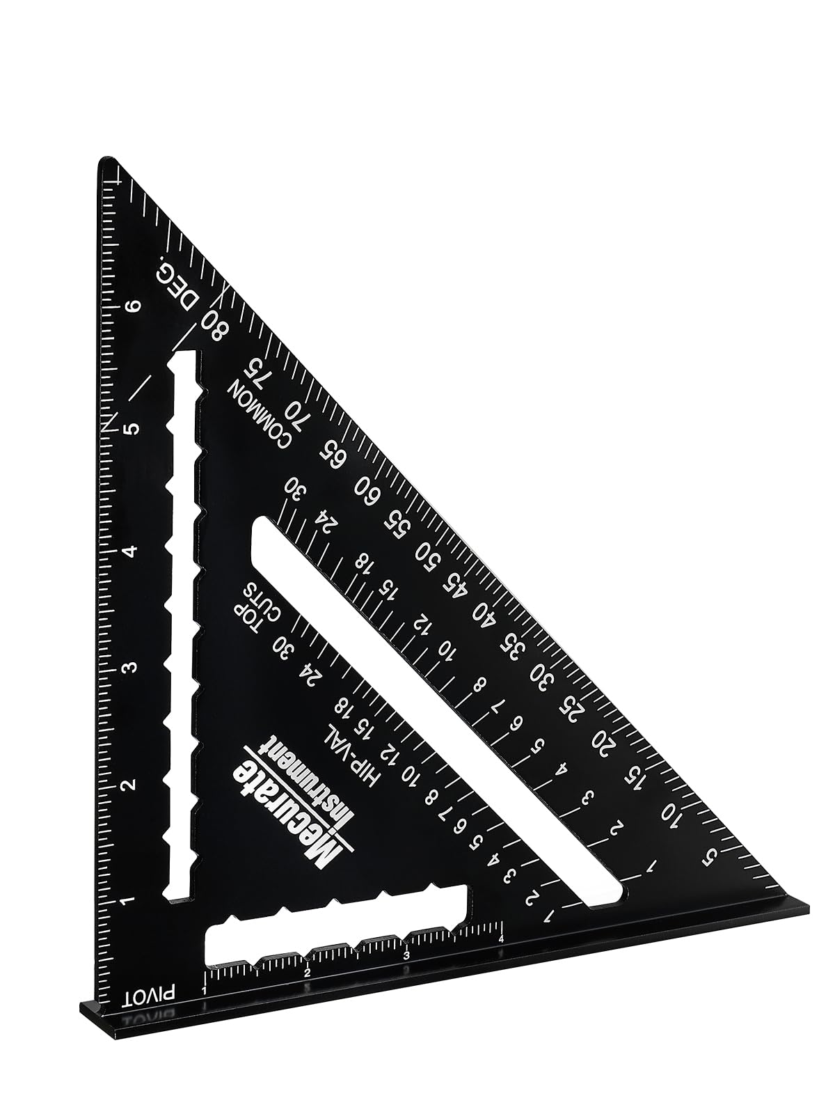 Mecurate 7 Inch Heavy-Duty Aluminum Alloy Triangle Rafter Square, Durable Carpenter's Layout Tool with Easy-to-Read Scales for Angle Measurement, Marking & Cutting Guide