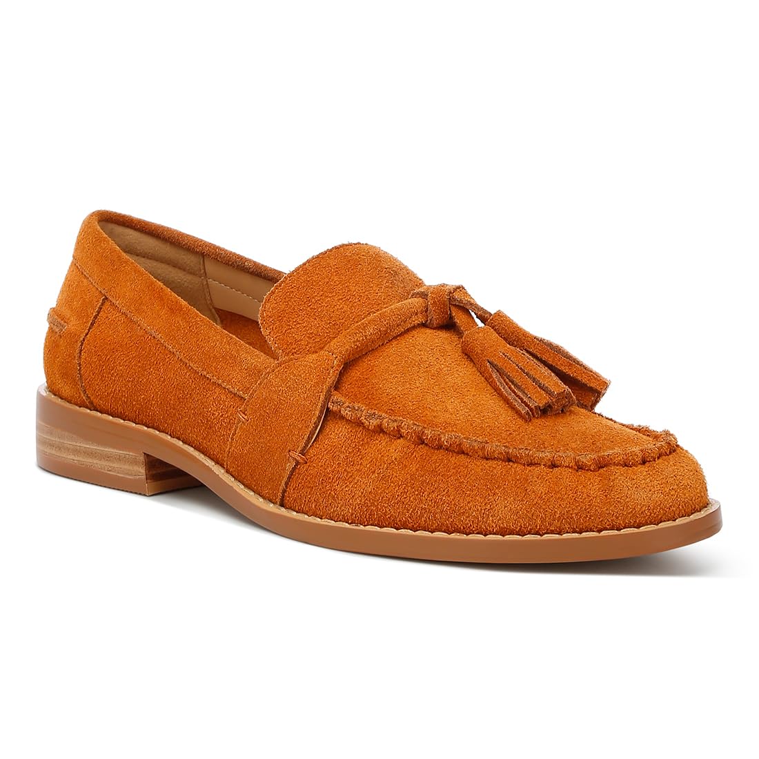 Tassels Detail Suede Loafers Tan-image-44