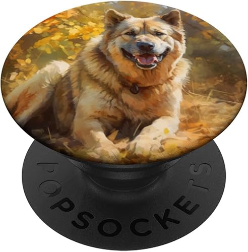 Central Asian Shepherd Dog Garden Flowers Painting Pet Mom PopSockets Swappable PopGrip