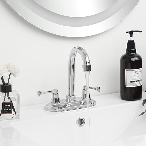 Miniatura 3 de SOLVEX - Grifo de baño con dos asas de 3.9in, centro de baño de 3 agujeros, grifo de baño cromado, grifo mezclador de lavabo con mango de palanca