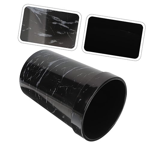 Miniatura 2 de STOBOK Tapa de basura para el hogar Cocina redonda para el hogar Pequeña Oficina Cesta de mármol Cocinas para patrón de papelera de plástico