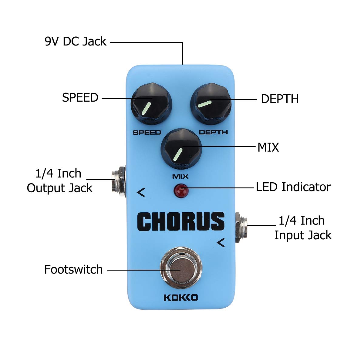 VIDOO Gitarreneffekte Pedal Dc 9V 300Ma Chorus Pedal Effekte