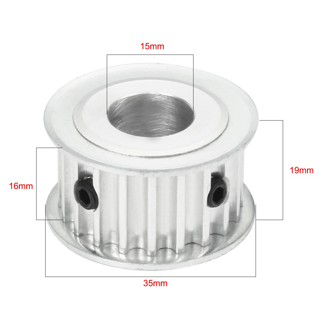 sourcing map Rueda Síncrona 20 Dientes 15 mm Diámetro Aluminio Polea De Distribución 16 mm Ancho Correa