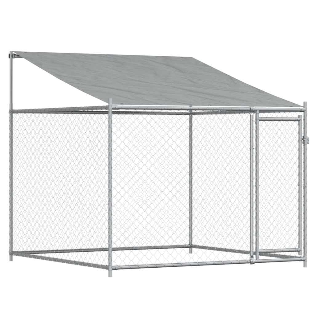 Cuccia per cani con tetto e porta, grigio, 8 x 2 x 2 m