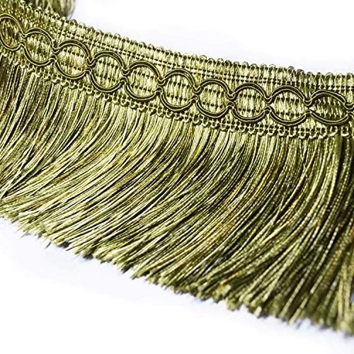 BEL AVENIR Brush Fringe Trim Basic Trim Collection 6.5 Yard x 3.54 Inches (Green)
