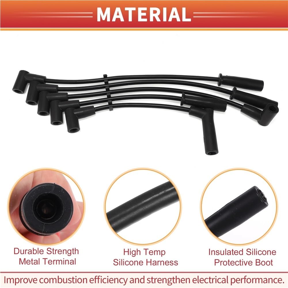 cables bujías coche Para Jeep para Cherokee para Comanche L4 2.5L | 5017058AA Cable de bujía Cable de bobina de encendido