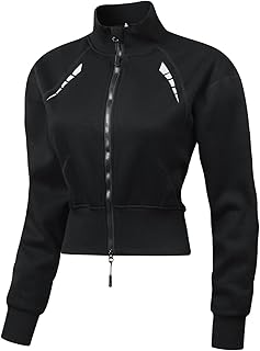 Tbest Women Short Winter Jacket Fleece Lined Riding Motorcycle Coat Windproof Zipper Outdoor Casual for Riders Polyester P...