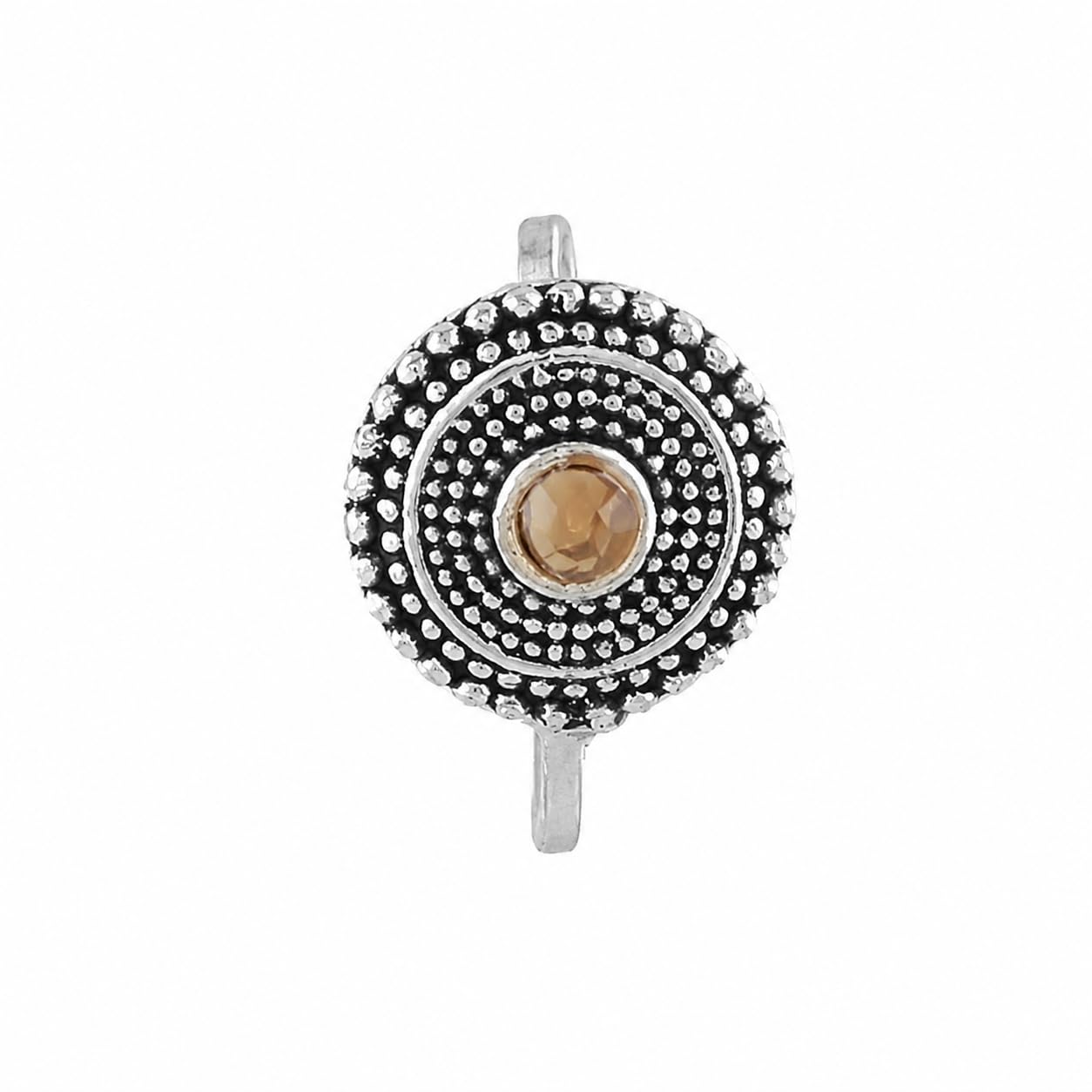 Plus Jewellery Latest Oxidised silver finishing Light Brown Stone stud Flower shape Nose Pin | Ring | Without Piercing | Adjustable | Nose Ring | Nathiya|Nathani | For Festival |Navratri For womens & Girls.-image-5