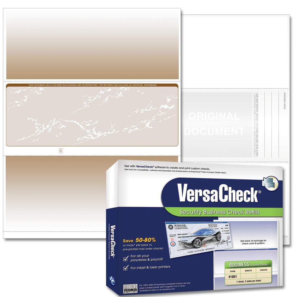 Recargas VersaCheck Security Business Check Formulario #1001 Voucher Empresarial Bronceado 4