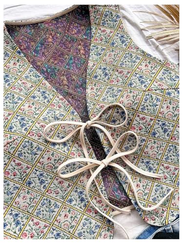 GORGLITTER Women's Tie Front Cardigan Boho Embroidery Tops Sleeveless Western Vest Tops Country Cowgirls Outfits3