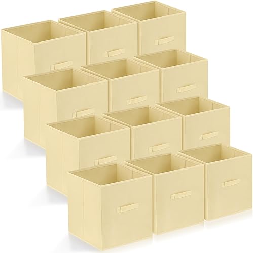Seajan 12 cubos de almacenamiento plegables de 13 pulgadas, cubos grandes de almacenamiento de 13 x 13 x 13 pulgadas, cubos de tela, organizadores