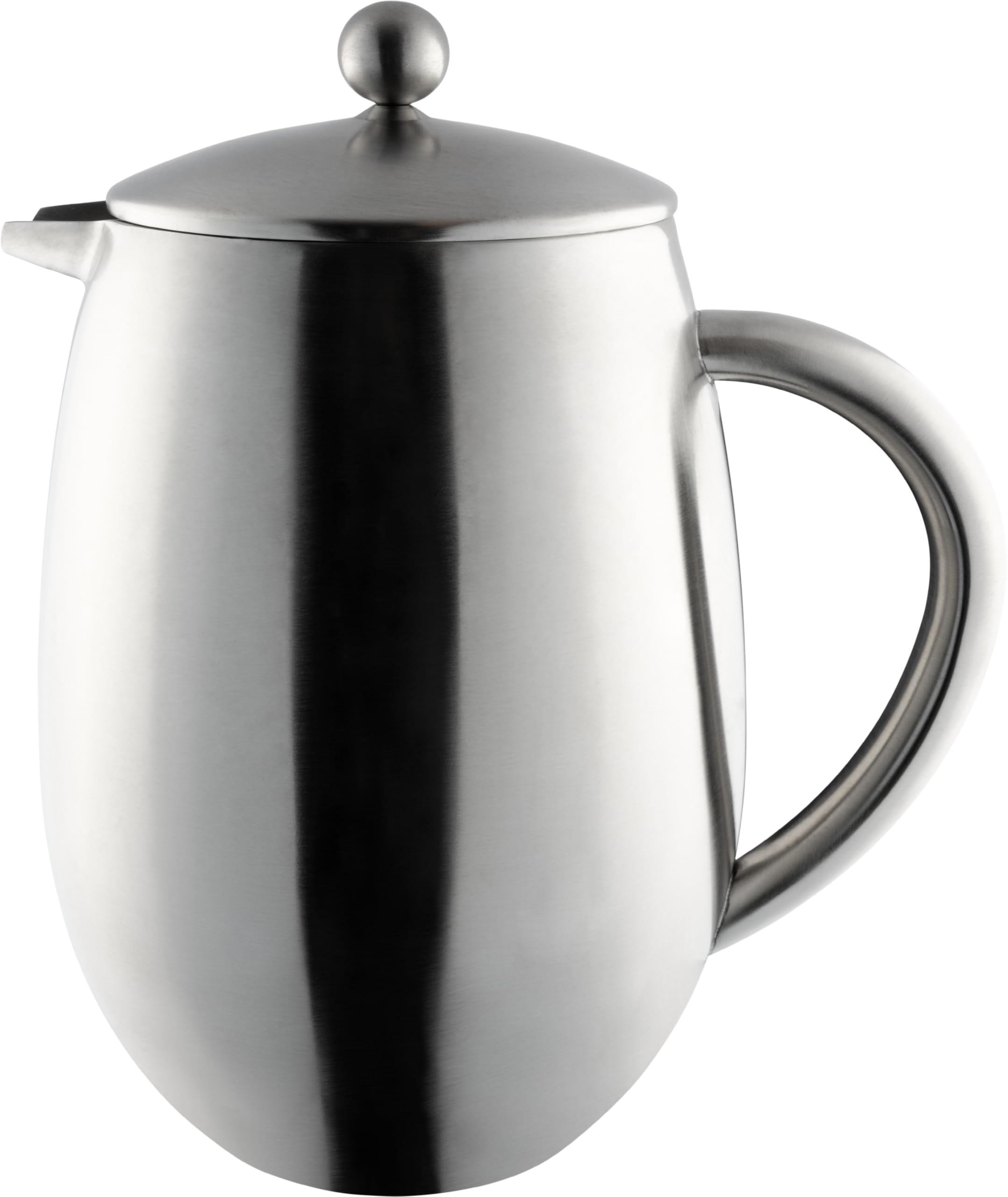 Café Olé Cafetera BFD, cuerpo de acero inoxidable 18/10 de doble pared y filtro de malla, acabado satinado, 350 ml (3 tazas de espresso o 1 taza grande)