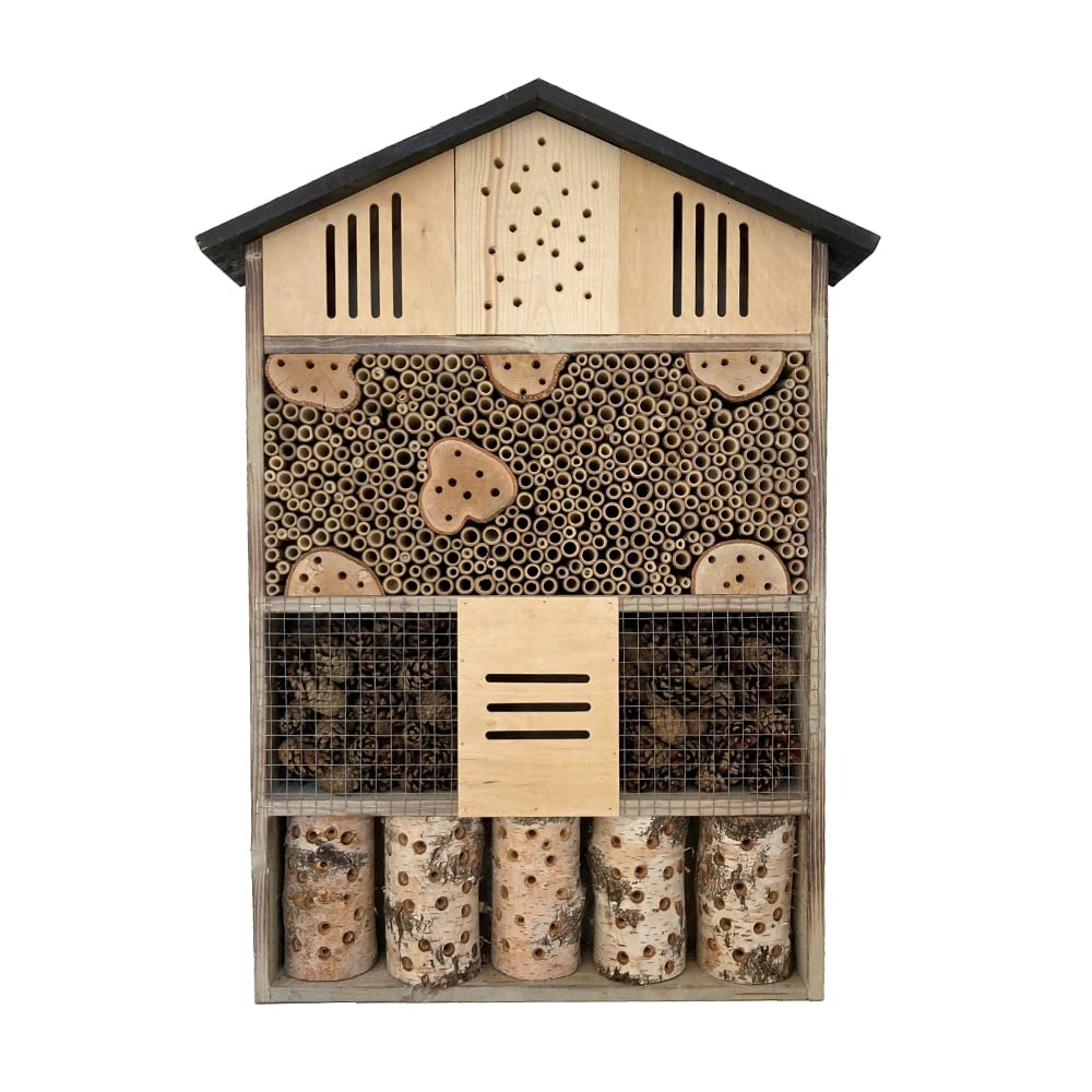 Insektenhotel 57 x 80 x 11,5 cm aus Holz – Bienen- und Schmetterlingshotel für nützliche Insekten, mit natürlichem Füllmaterial