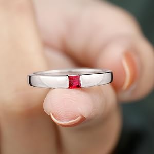 Amazon.com: Rosec Jewels Certified Lab Grown Ruby Promise Band for