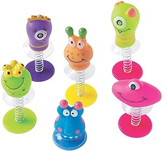 Fun Express Monster Poppers Toys - Set of 12 Pop Up Critters - Monster Birthday Party Favors and Nick nacks for Kids