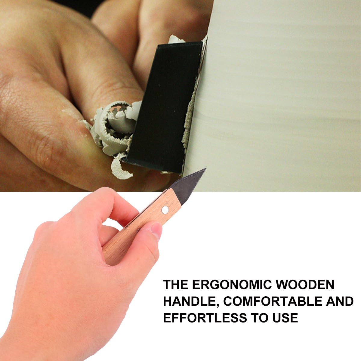 Uonlytech Conjunto de 8 Herramientas Manuales para Esculpir Arcilla Mango Ergonómico de Madera y Cuchillas de Acero Inoxidable para Modelado y Cerámica Color Aleatorio