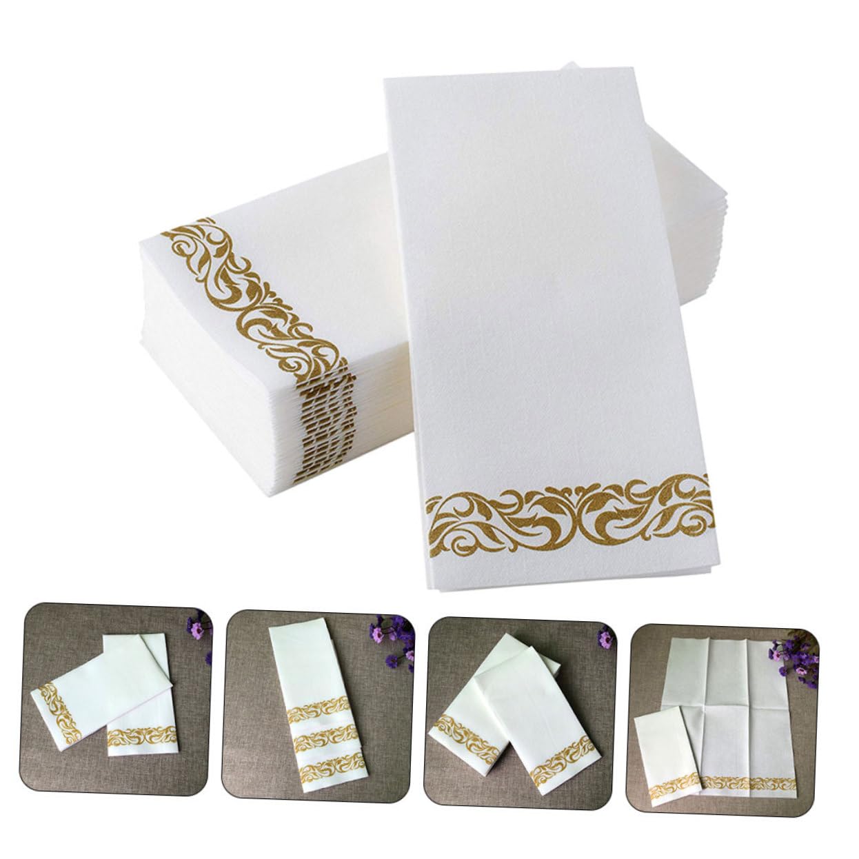 40x30cm Goldbedruckte Papierservietten, 50 Stück, 6-fach