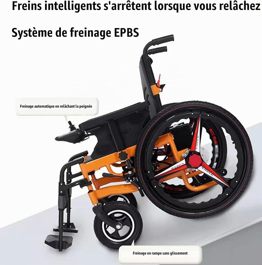 Fauteuil Roulant Électrique Léger,Fauteuil Roulant Électrique Portable,Fauteuil Roulant Électrique Pliable,Largeur Du Siège 50 Cm, Capacité De Poids 130 Kg,Avec Batterie Li-Ion 24V 20Ah,Rouge
