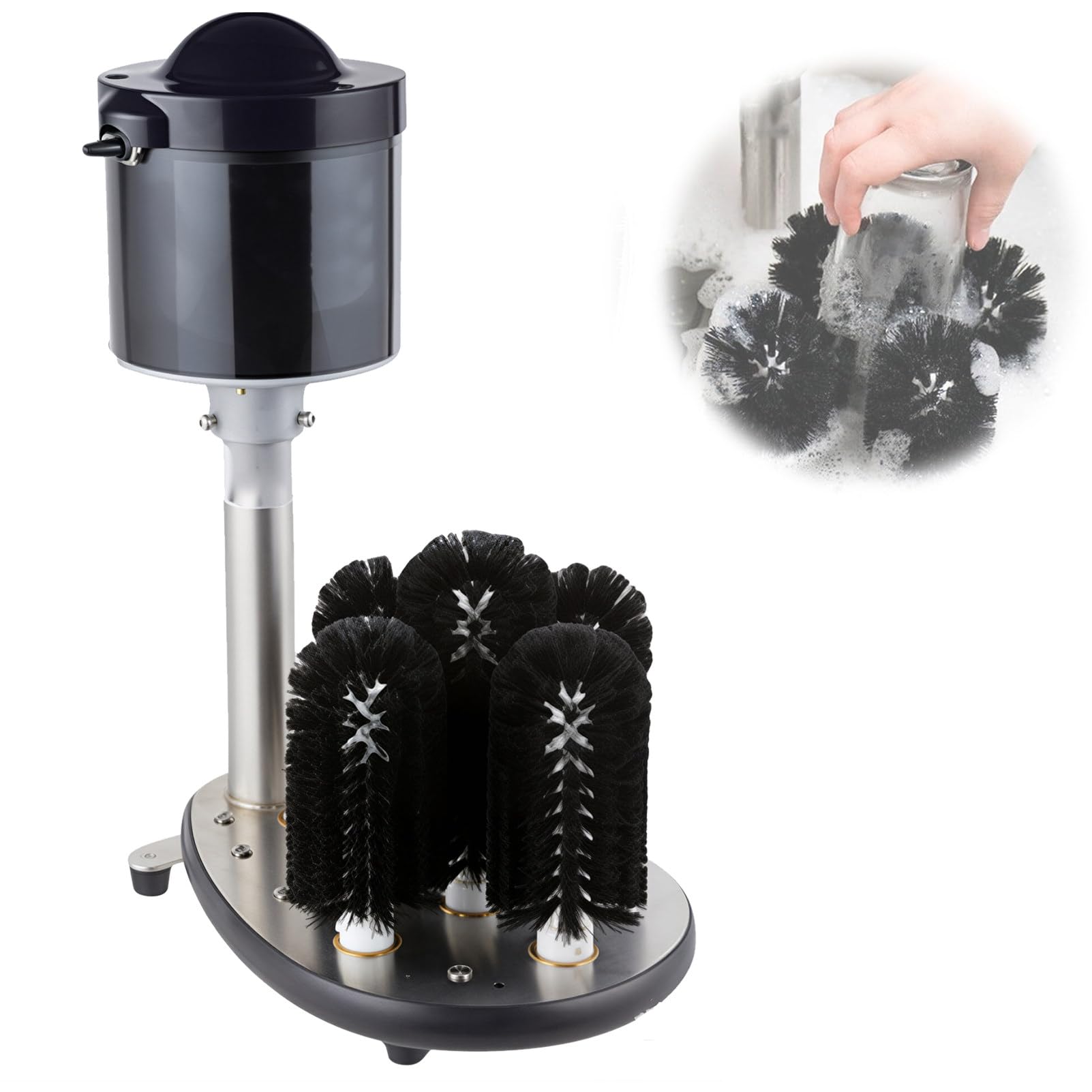 Lavabicchieri Elettrico Commerciale con 5 O 8 Spazzole 1200 Bicchieri/Ora Macchina Automatica in Acciaio Inox Adatta A Bar Domestici, Ristoranti E Pub ClassicModel