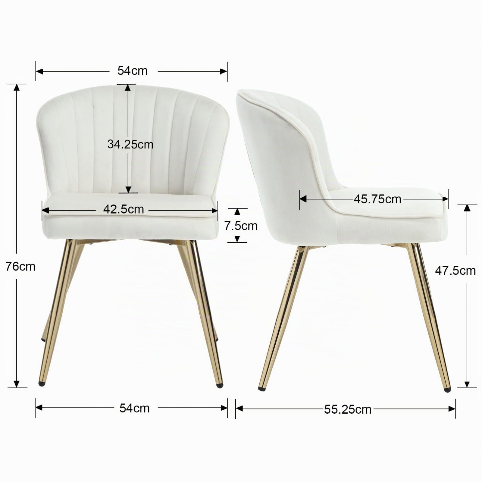 Ya-Home Juego de 2 Sillas de Comedor Moderno de Terciopelo con Asiento Tapizado, Sillas de Cocina Nórdico con Patas de Metal, Sillas Tocador para Salon/Restaurante,Beige | Asiento Tapizado de Terciopelo, Pata Metal Antideslizante, Respaldo Curvo, Cojin Gr