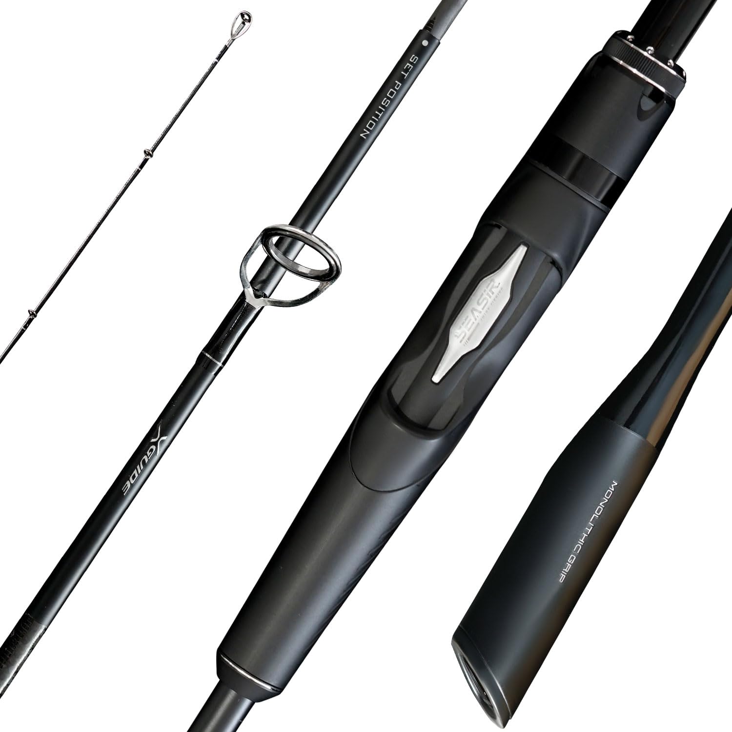seasir overcast saltwater/freshwater fishing rod, bfs spinning rod 6'6/7'6/8'/8'6, 2 piece bait casting rod, black baitcaster rod, medium/medium heavy, 36t carbon fiber, fuji o, bass catfish trout rod