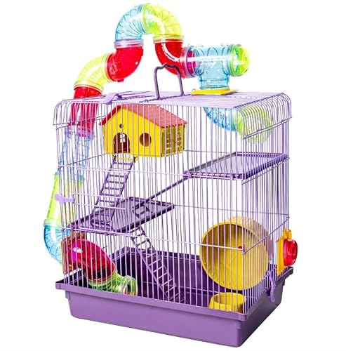 Gaiola Para Hamster 3 Andares Tubo Super Luxo Cor Lilás Jel Plast Pet Roe