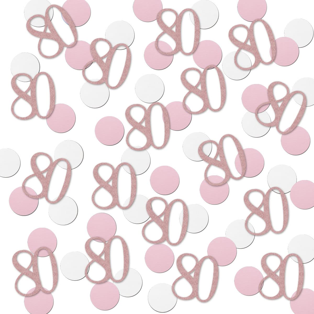 Rose Gold 80 Confetti, 80th Glitter Birthday Number Confetti, 200pcs Anniversary Party Table Decoration Supplies