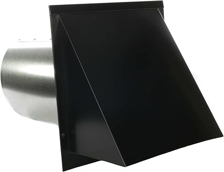 RDP Galvanized Steel Hooded Wall Vent with Screen and Damper 14 inch, Black