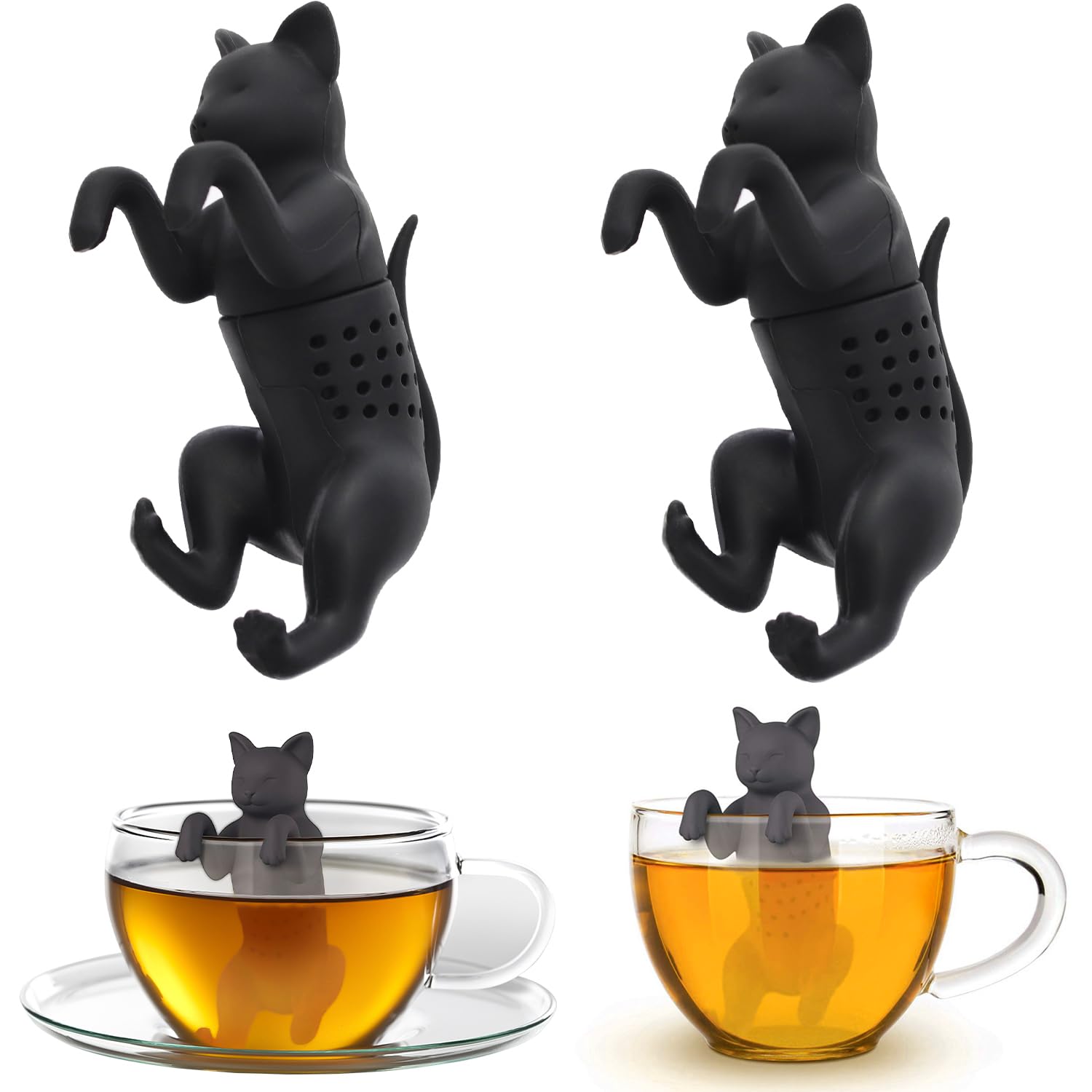 Infuseur Thé Silicone Chat Lot De 2 Filtres à Thé En Forme De Chat - Infuseur Réutilisable Mignon Et Pratique Accessoire Cuisine Chat