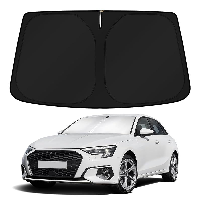Protetor Solar para Para-brisa KUST sob Medida para Audi A3 2022–2026, Dobrável, Tecido Refletivo 260T, Preto