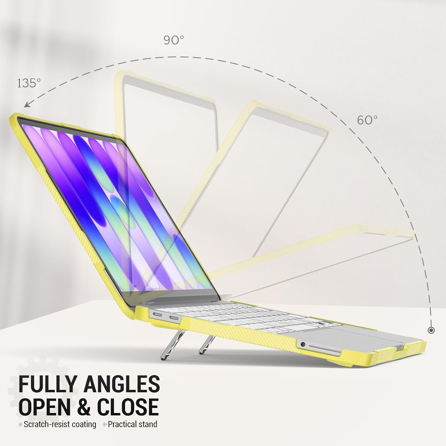 SEYMAC stock Case for MacBook Neo (A18 Pro) 2026 13 inch, Shock-Absorbing Protection with Folding Stand &Mouse Pad Case for MacBook Neo (A18 Pro) 2026 13 inch, Yellow image 3