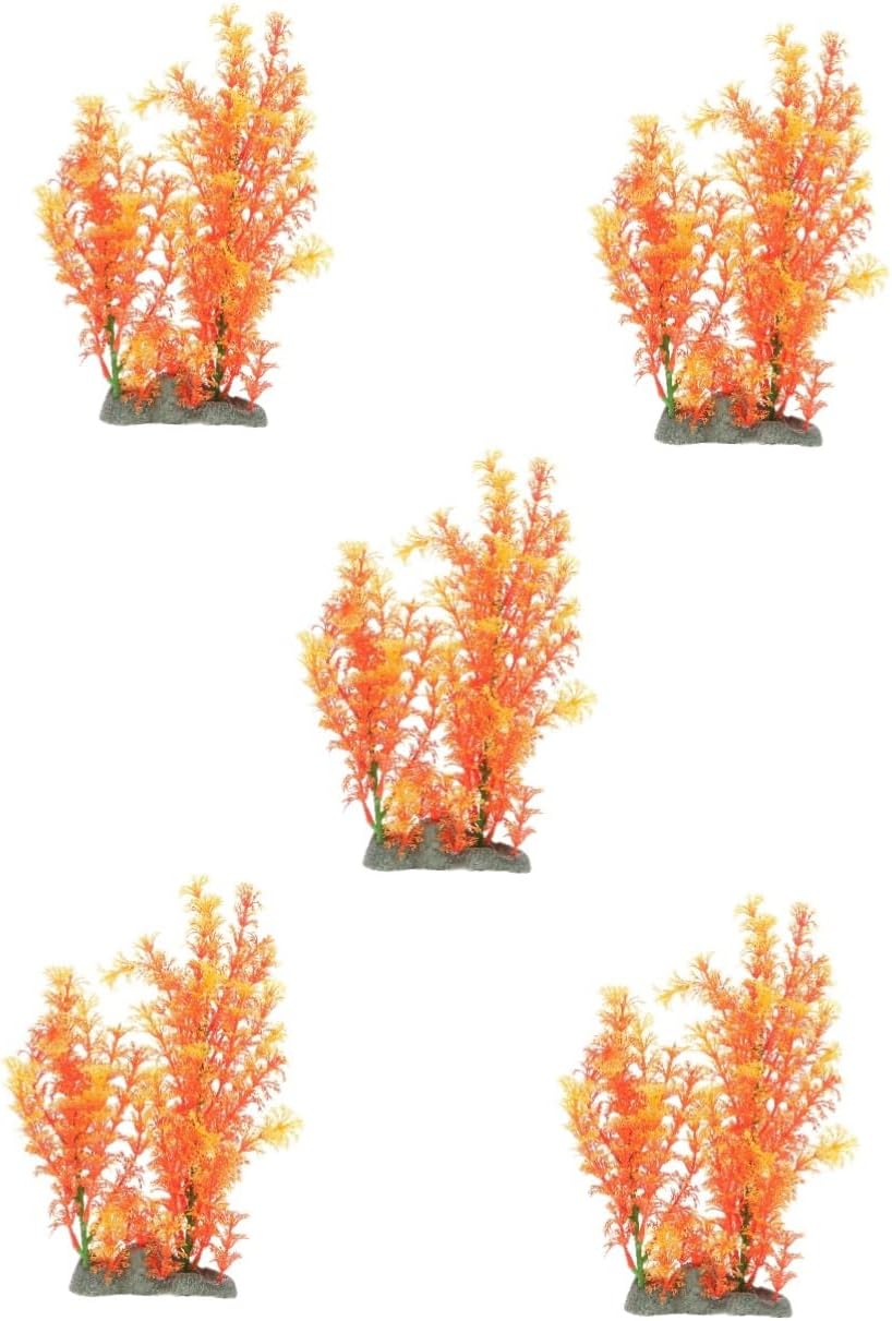 BESPORTBLE 5pcs Creative Artificial Aquarium Grass Decorative Fish Tank Plant Easy Care Landscape Grass for Fish Hiding Non- and Lightweight Design Vanilla