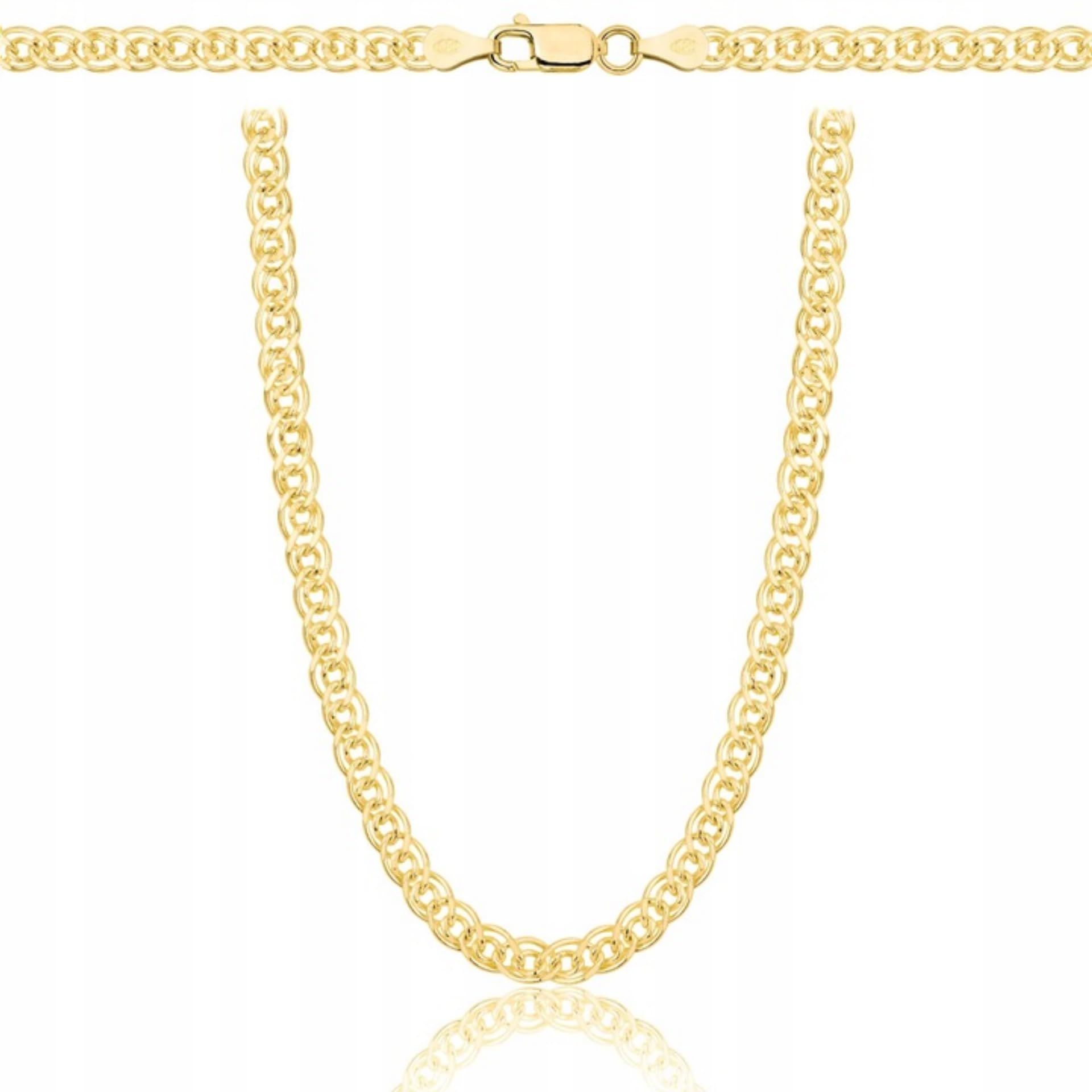 Zelya Cadena de oro para hombre, doble tejido ornamental, plata 925/585 chapada en oro, cadena de oro de 0,38 mm de ancho, cadena de eslabones unisex para mujer y hombre, caja de regalo