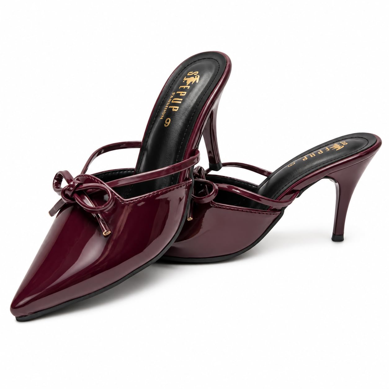 Women's Elegant Pointed Toe Mule Pumps, Glossy Patent Finish, High Stiletto Heel Backless Shoes-image-40