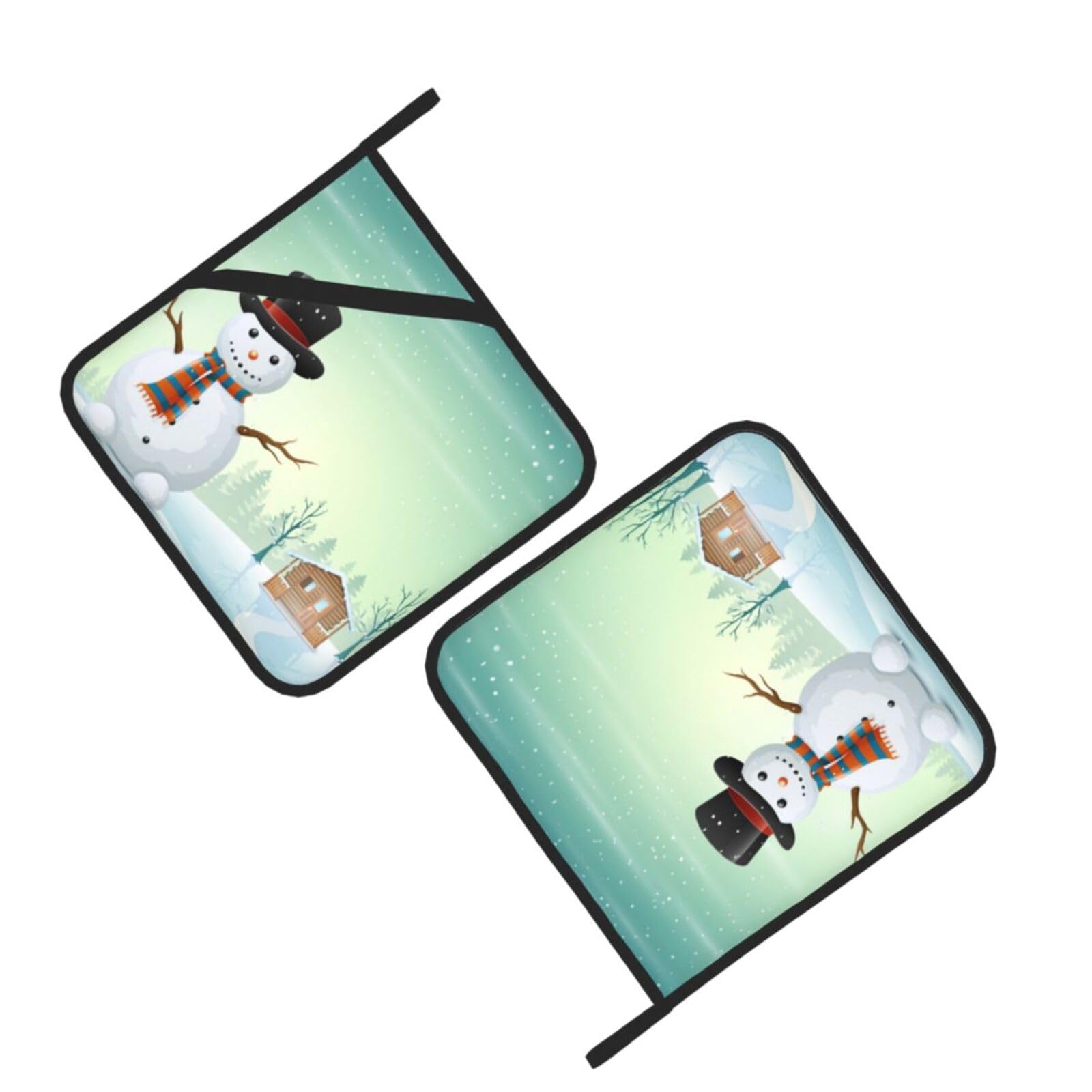 Snowman and Village Printed Oven Pot Holders Set of 2 Pcs Heat Resistant Kitchen Microwave Potholders for Cooking Baking Grilling